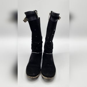 Blumarine Girl’s Suede Rhinestone Embellished Boots Size 13 US / 31 EU Pre-owned